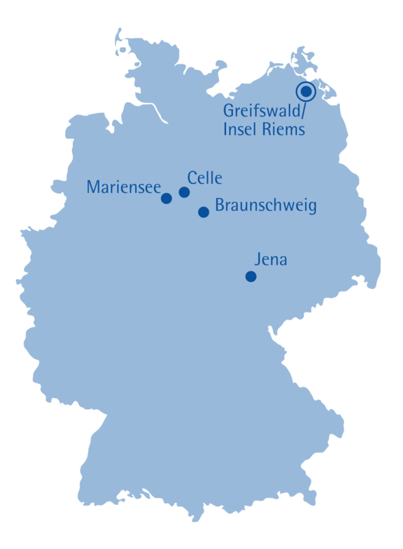 Bild: Deutschlandkarte mit den aktuellen FLI-Standorten